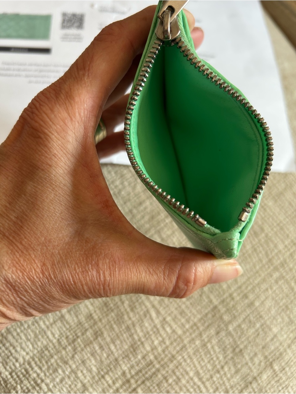 Bottega Veneta Mint Green Intrecciato Leather Card Case with Zip - Picture 7 of 12